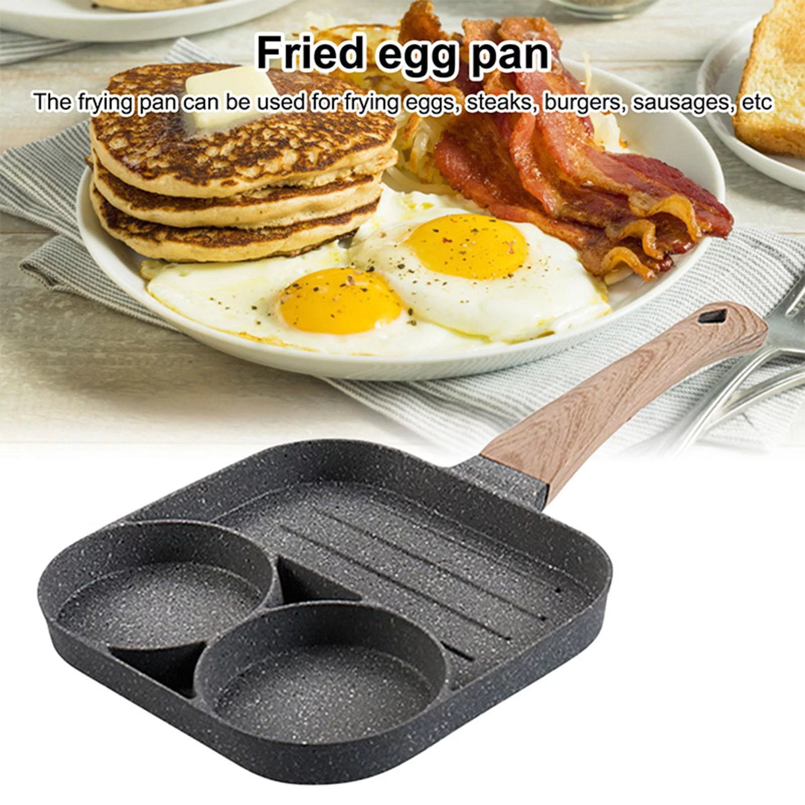 3-Cup Egg Frying Pan with Long Cooking Tool G646233