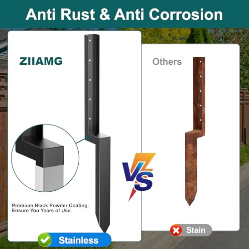 Heavy Duty Steel Fence Post Repair Stakes Kit (1pcs matte black) P2946
