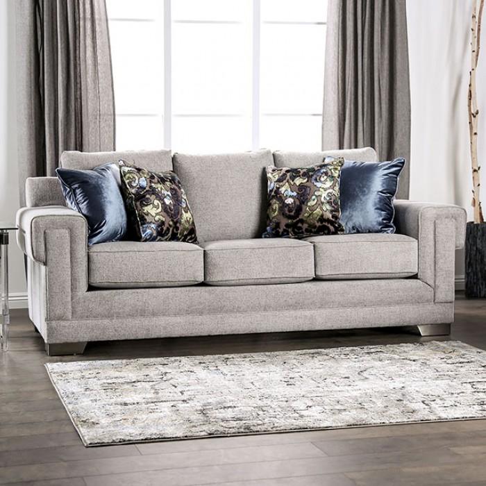 Light Gray Chenille Sofa and Loveseat S7046