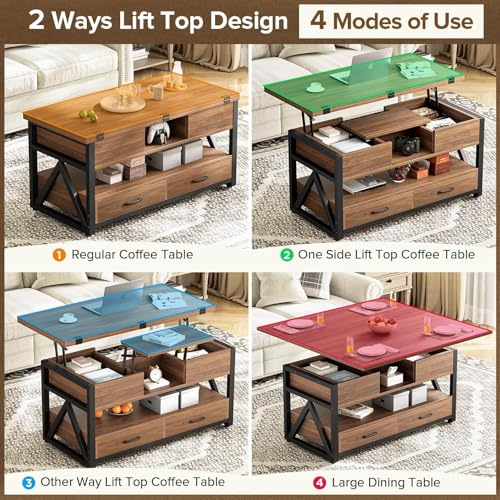 Black Lift Top Coffee Table with Storage Drawers and Hidden Compartment U69737