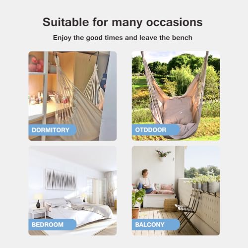 Dark Gray Hanging Rope Hammock Chair with Pocket M853