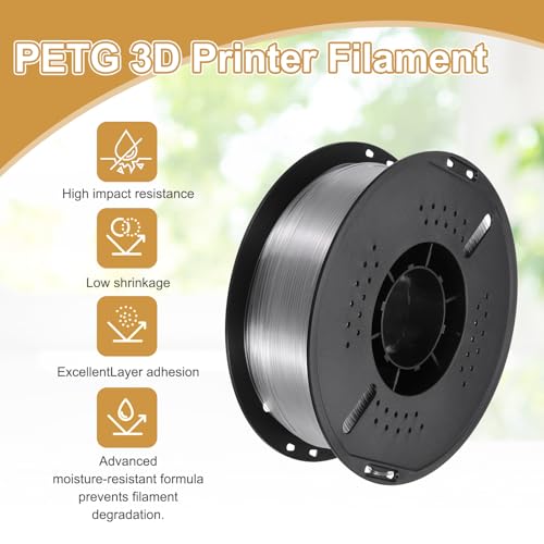 Clear PETG 3D Printer Filament 1.75mm 1KG 2 Pcs F42858