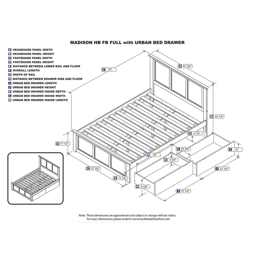 Caramel Full Bed with 2 Drawers D901