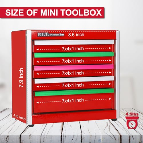 Mini Red Steel Tool Box with 5 Drawer O4127