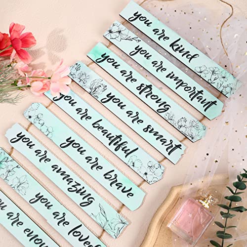 9 Pieces Inspirational Floral Wall Decors Light Purple Wooden Hanging Wall Art H932