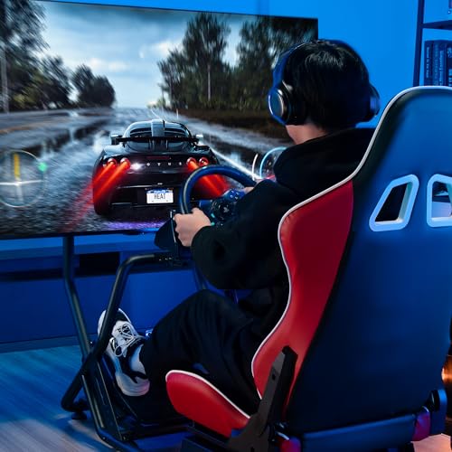 Racing Simulator Cockpit with Monitor Mount and Seat Q880934