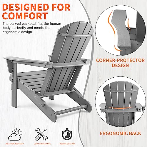 Folding Adirondack Chairs Set of 2 with Cup Holder V41278