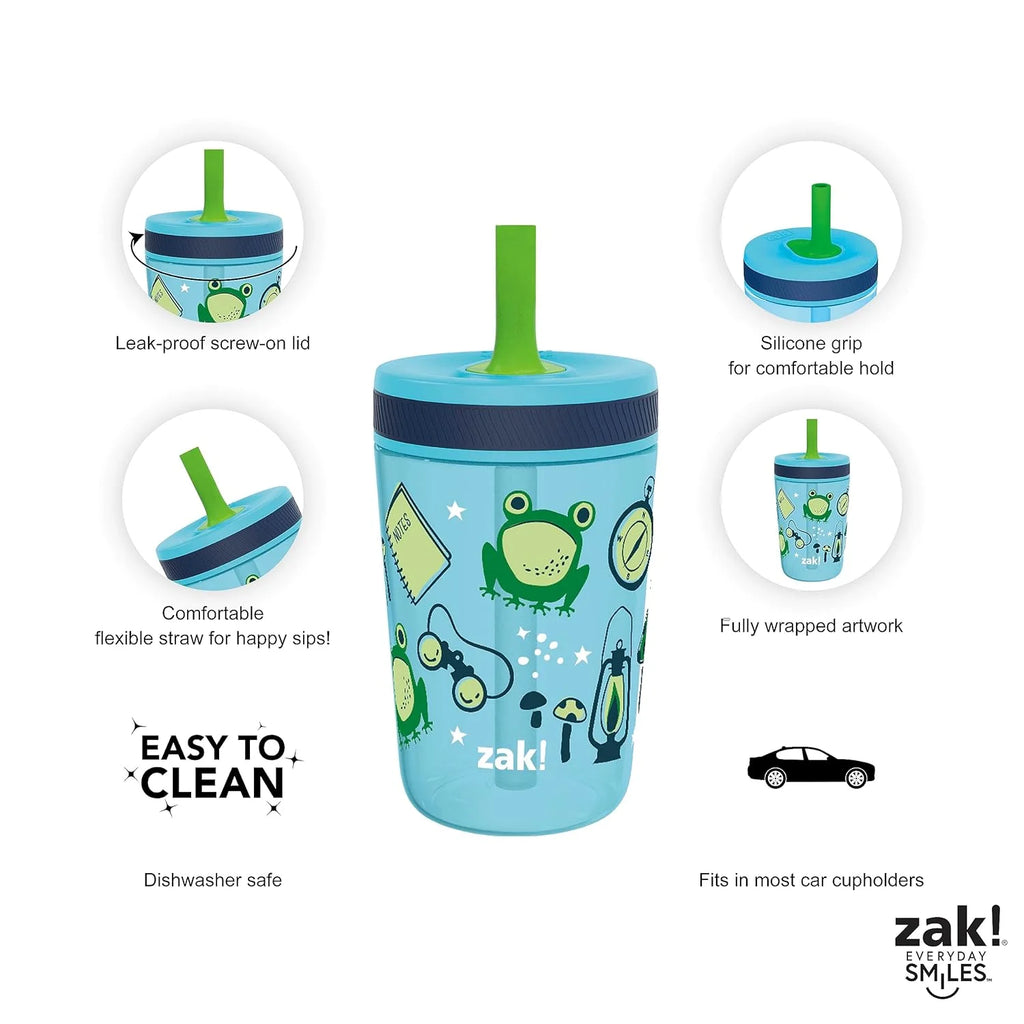 15 oz Tumbler 2pc Set Non-BPA Leak-Proof Screw-On Lid with Straw Durable Plastic Silicone M9243