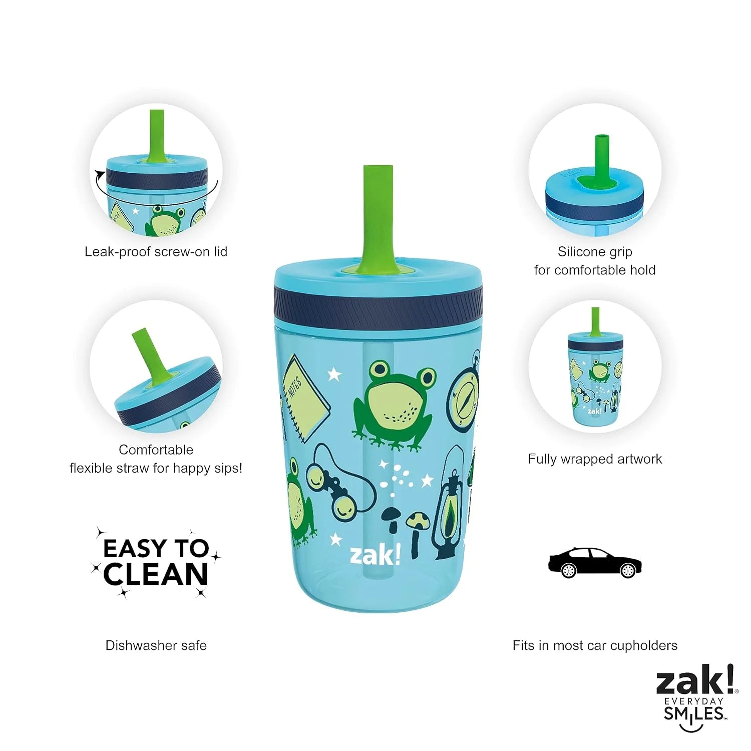 15 oz Tumbler 2pc Set Non-BPA Leak-Proof Screw-On Lid with Straw Durable Plastic Silicone M9243