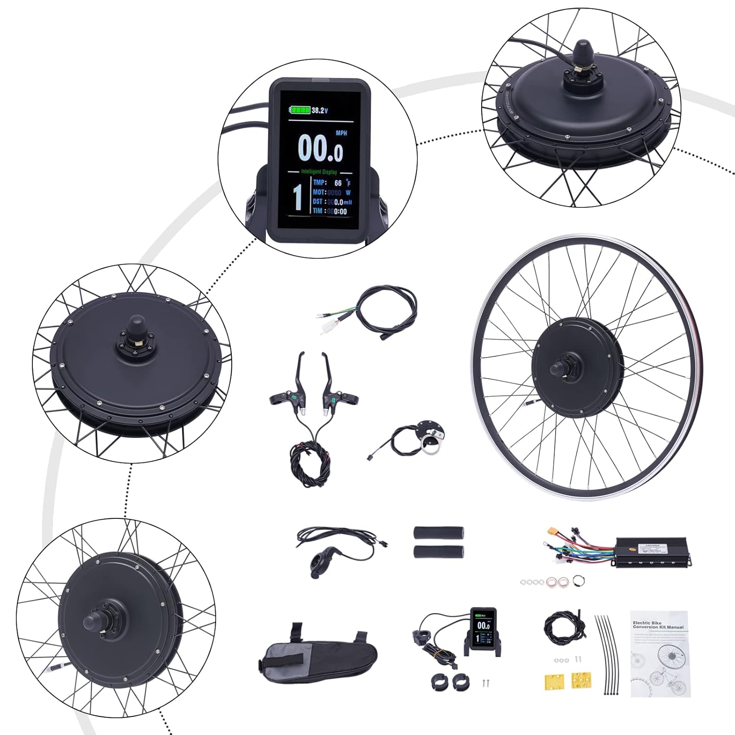48V 1000W Electric Bicycle Front Hub Motor Conversion Kit K476511