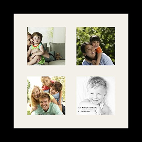 Collage Photo Frame Single Mat with 4-8x10 Openings Satin Black Frame Q212707