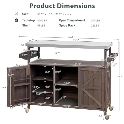 Natural Solid Wood Outdoor Kitchen Island with Stainless Steel Top S30226