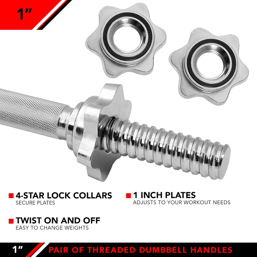 Set of 2 Threaded Dumbbell Handles with Star Collars X158