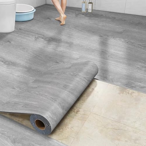 Grey 17.72" x 118" Self-Adhesive Vinyl Flooring Roll Y29741
