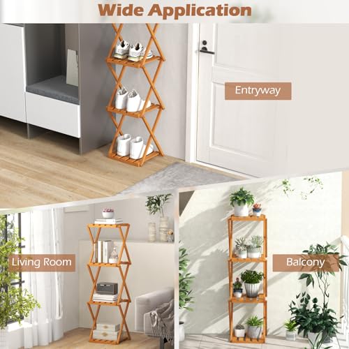 4-Tier Foldable Wooden Plant Stand O13508