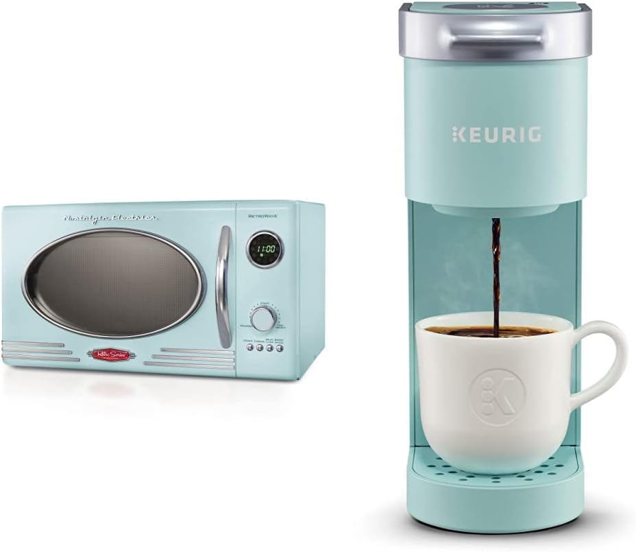 0.9 Cu. Ft. 800-Watts Retro Microwave Oven & Single Serve K-Cup Coffee Brewer N81308