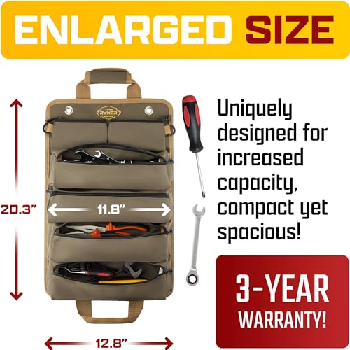 Heavy Duty Motorcycle Tool Roll Bag with Detachable Pouches Q297142