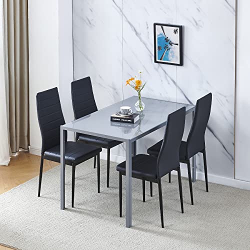 2-Tier Glass Dining Table with Chrome Legs R445