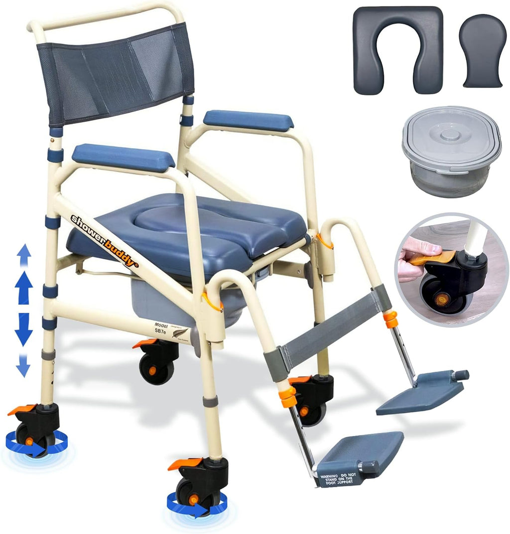 Lightweight Aluminum Folding Rolling Shower Chair with Wheels N195235