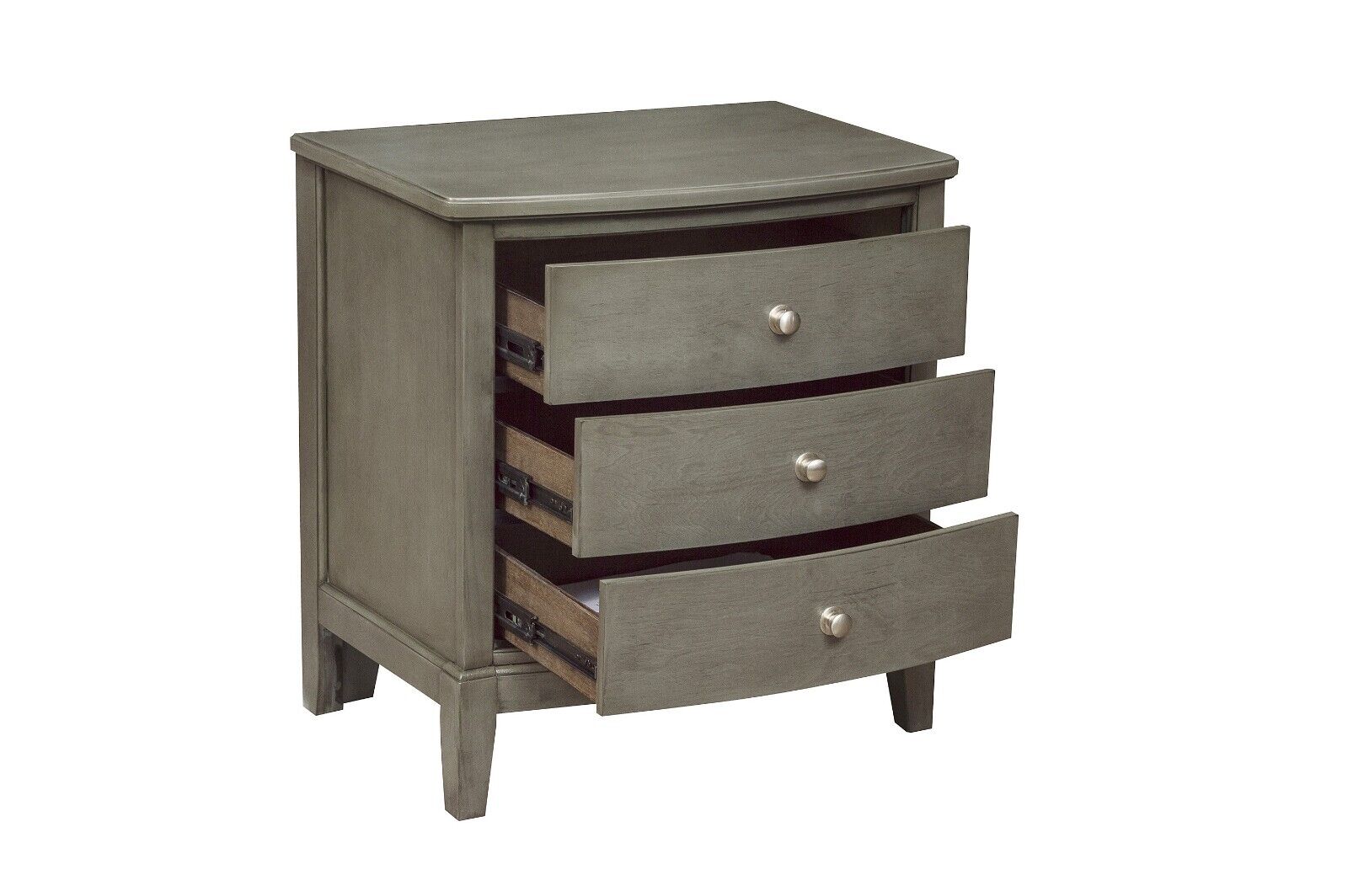 Gray Finish Wooden 5pc Bedroom Set Queen Sleigh Bed Nightstand Dresser Mirror Chest I571