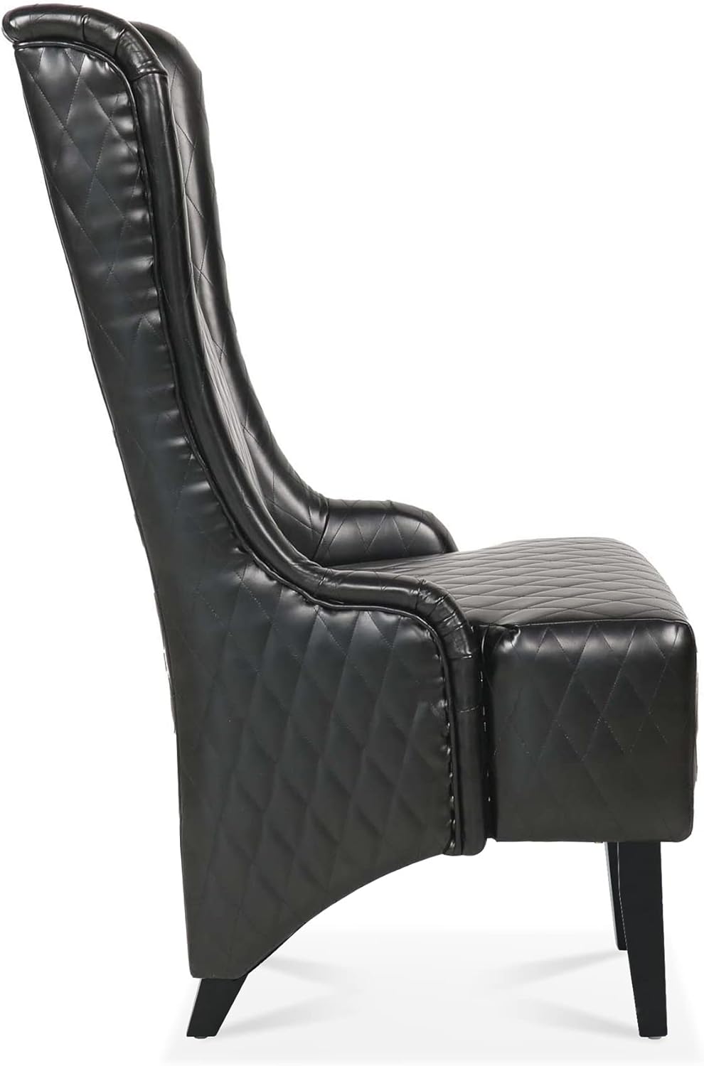Black Faux Leather High-Back Accent Chair J557