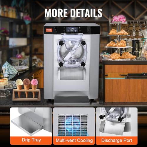 Commercial Ice Cream Machine 1400W 20/5.3 Gph Hard Serve Ice Cream Maker with LED Display B8017