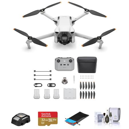 Mini 3 Drone Fly More Combo with RC-N1 Controller Bundle with 32GB microSDHC Memory Card, Strobe Anti-Collision Light, Foldable Landing Pad Pro, Cleaning Kit O3131