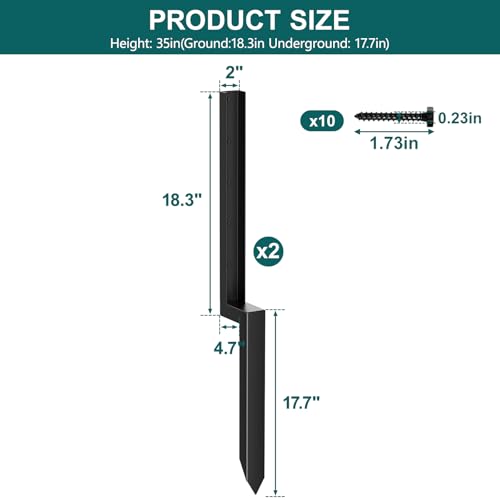 Heavy Duty Steel Fence Post Repair Stakes Kit (1pcs matte black) P2946