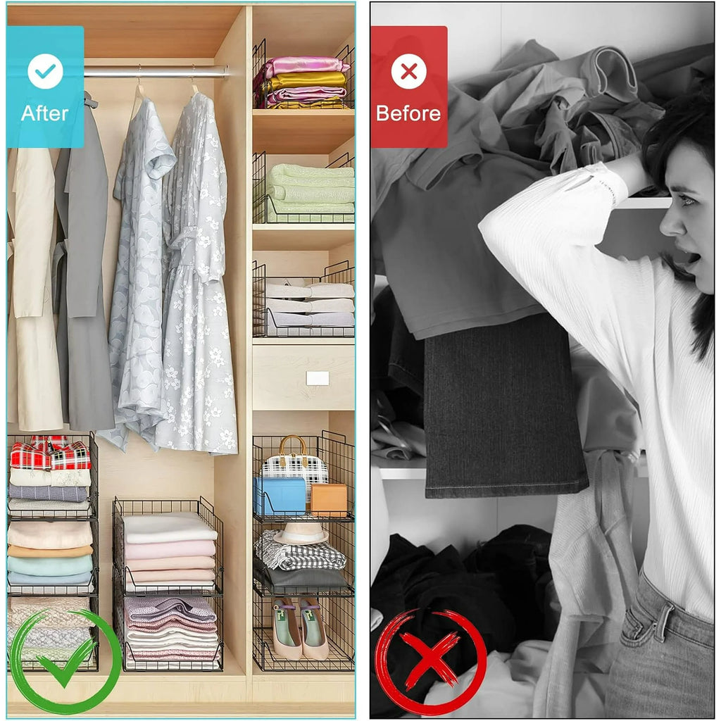 Black Metal Stackable Closet Organizers 4 Pack M525