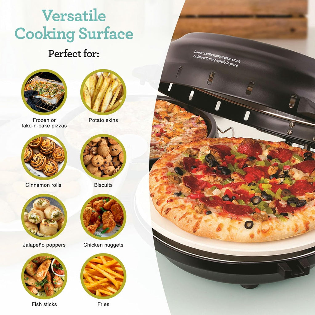 Crispy Crust 12" Rotating Pizza Maker with Stone & Baking Pan L991254