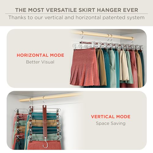 European Beechwood 5 Tier Skirt Hangers with Clips E78651
