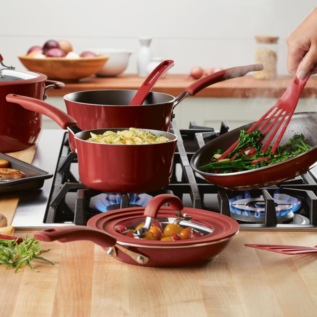 11-Piece Nonstick Cookware Set - Red N670