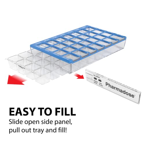 Weekly AM/PM Pill Case, 4 Times a Day, Blue K7366