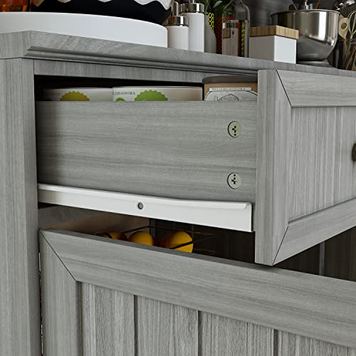 Large Wooden Grey Kitchen Hutch Cabinet with Glass Doors H8705