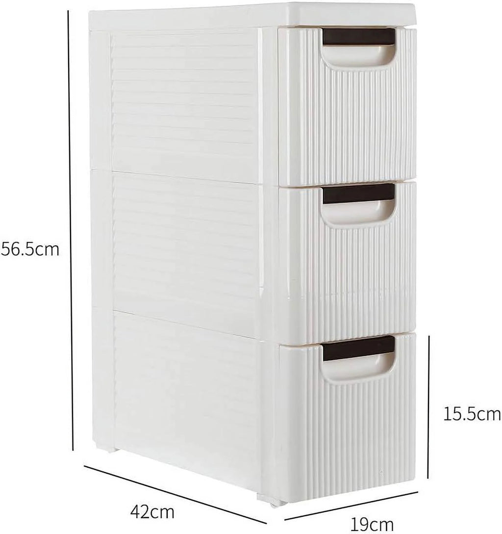 White 3-Tier Rolling Storage Cabinet with 3 Drawers P272