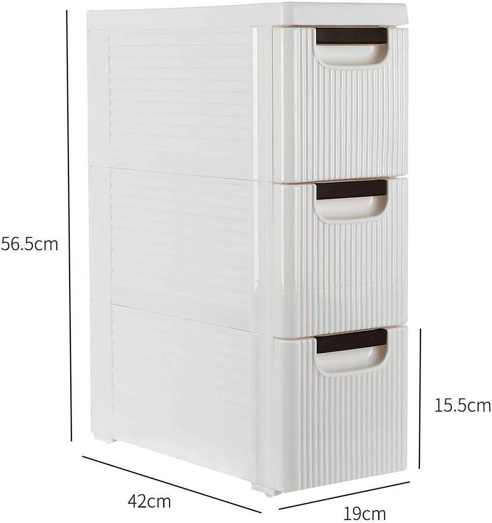 White 3-Tier Rolling Storage Cabinet with 3 Drawers P272