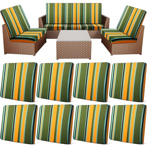 8 Pcs Patio Stretch Sofa Cushion Cover (Blue Red Green) L42266
