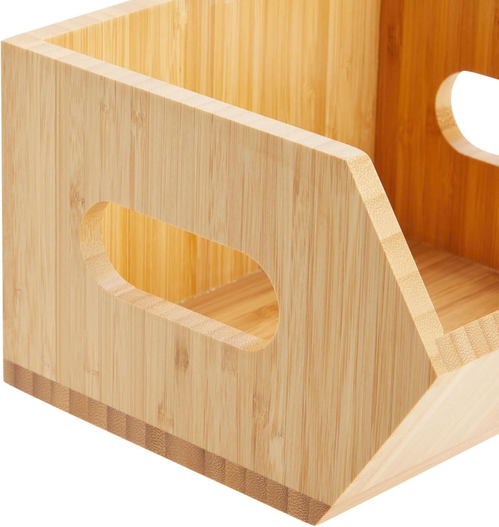 2 Pack Stackable Bamboo Wood Storage Bins M990338