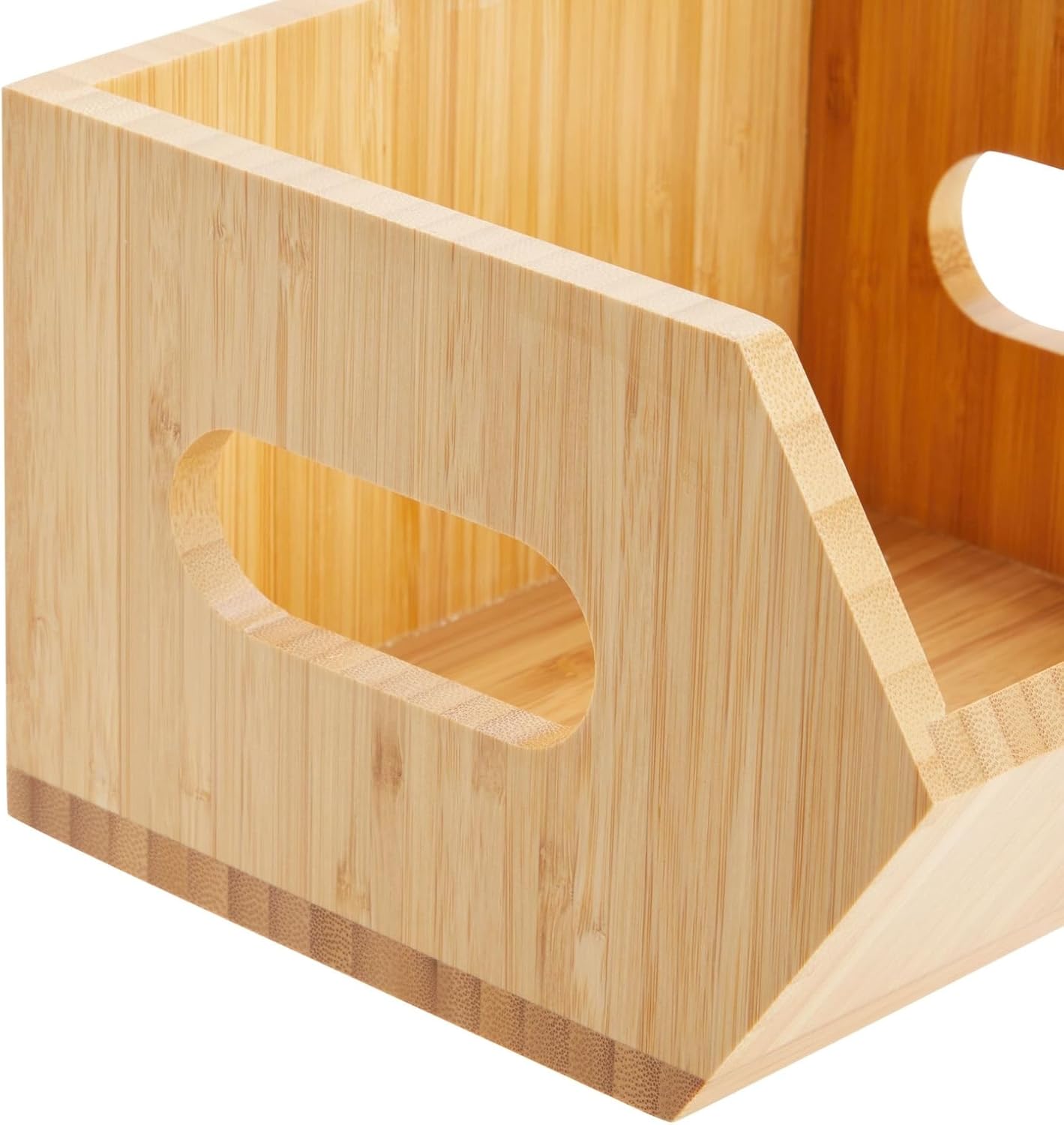 2 Pack Stackable Bamboo Wood Storage Bins M990338