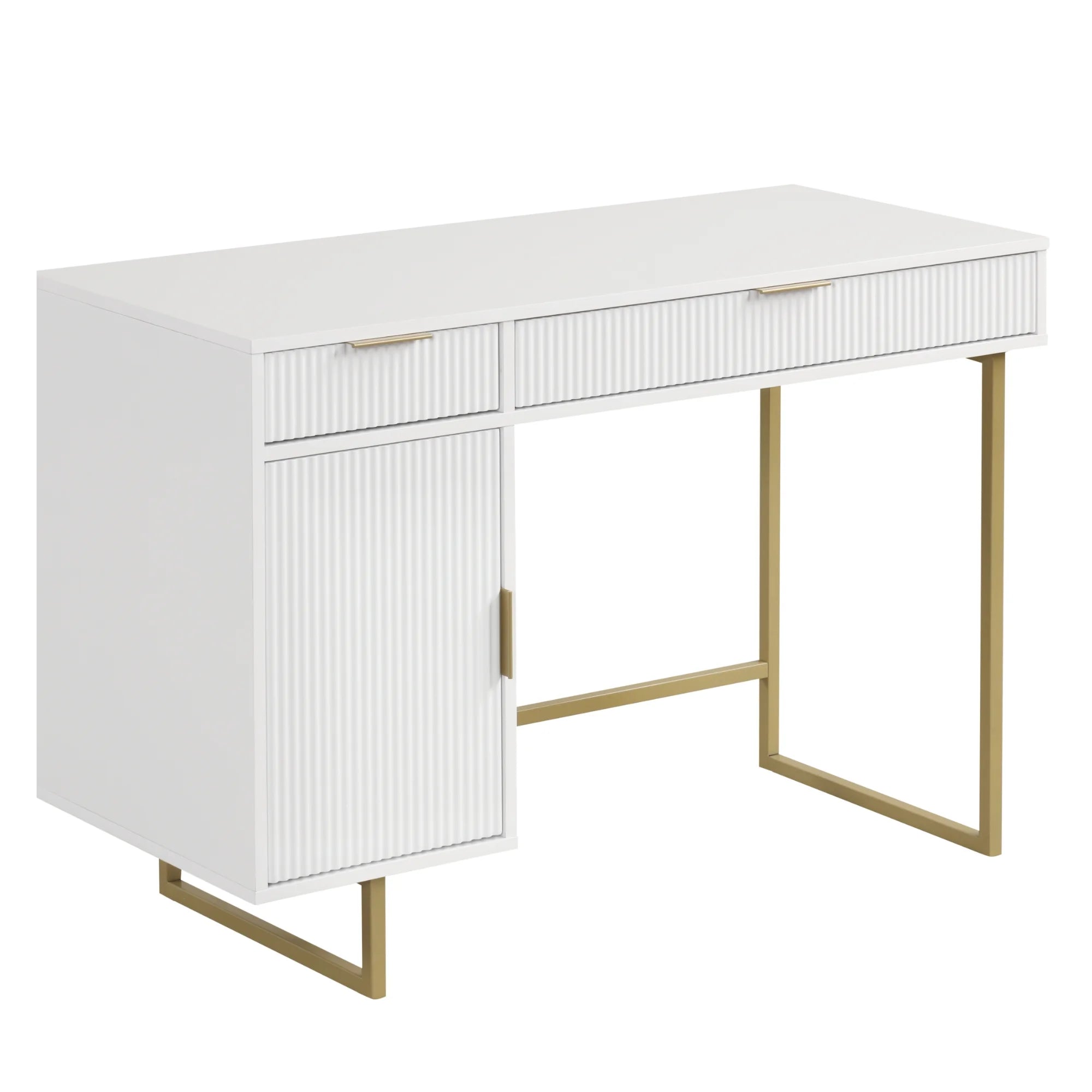 White Computer Desk with Drawers and Cabinet Storage N6069