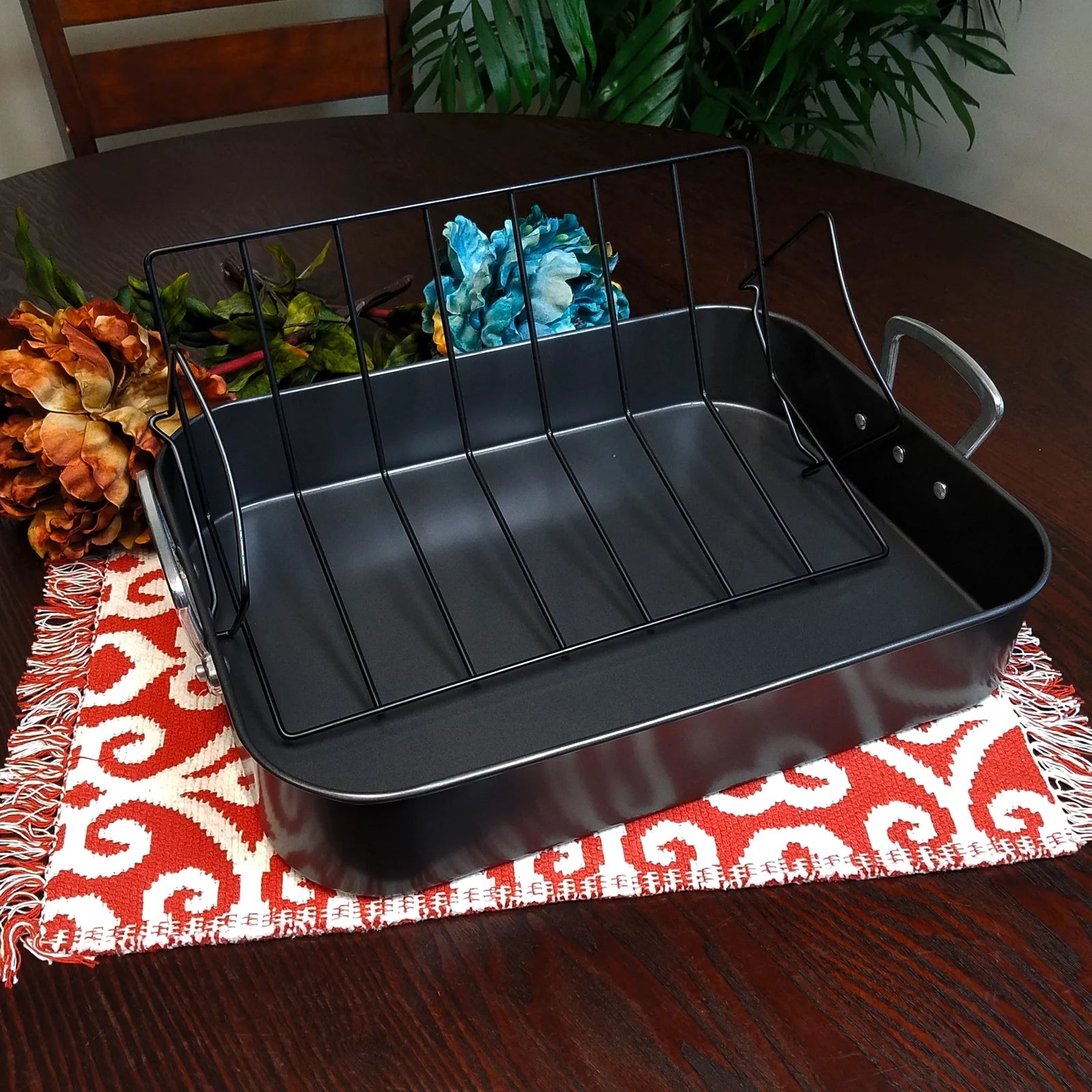 2 Piece Carbon Steel Roaster with Roast Rack U1513