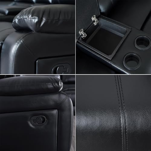 Black PU Leather Modular Reclining Sectional Sofa T970