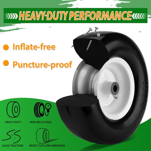 2 PCS 13x5.00-6 Flat Free Tire and Wheel with 3/4" Extra 5/8" Bearings P292298
