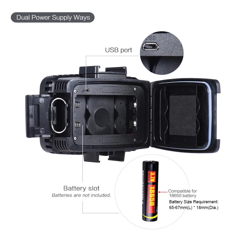 Ultra Bright 1800LM 3 Modes Waterproof Underwater 40m 5500K 60pcs Diving Fill-in Video Light with Hot Shoe Mount V6880