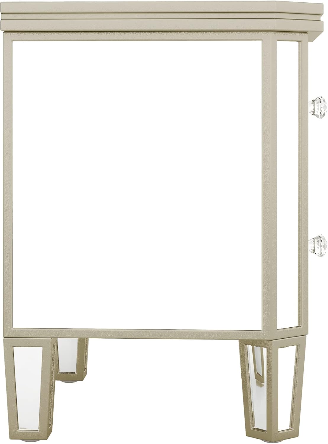 Mirrored 2-Drawer Nightstand End Table with Golden Lines, Silver P168