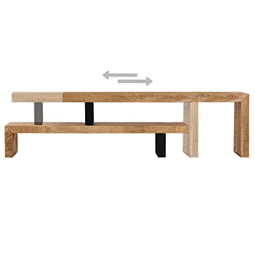 Solid Mango Wood TV Stand with Wrought Iron Legs, 45.3" L x 18" W x 15.7" H D322077