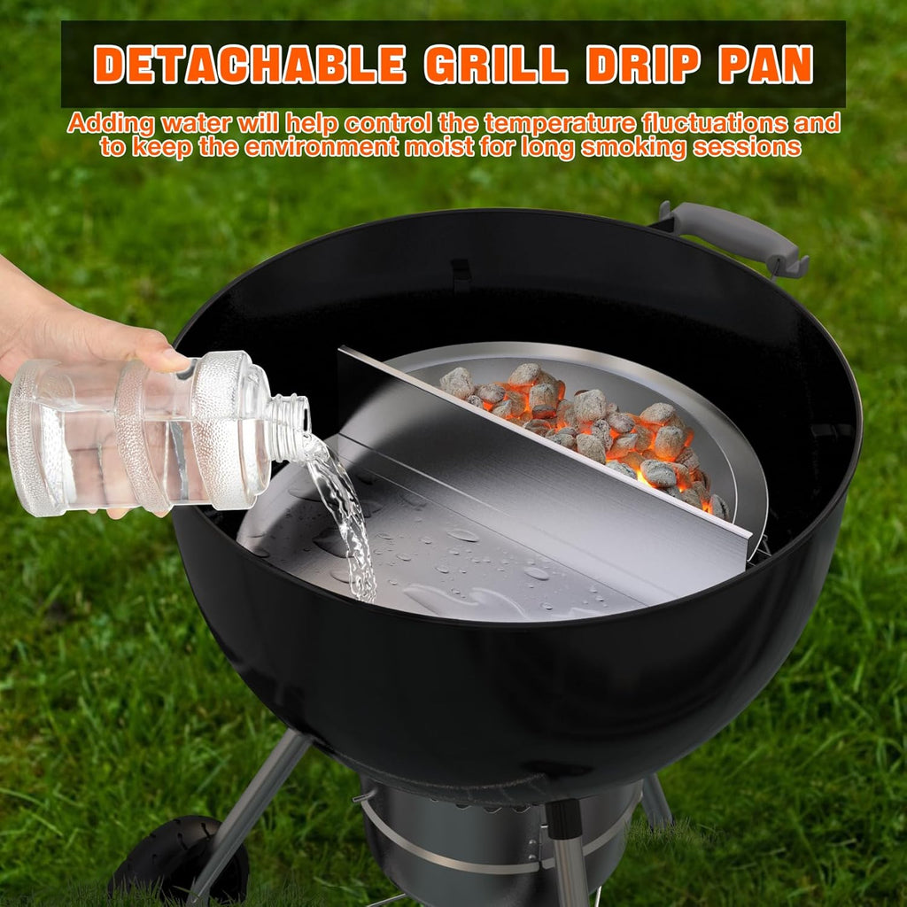 Stainless Steel Detachable Grill Drip Pan with Removable Charcoal Divider H72253
