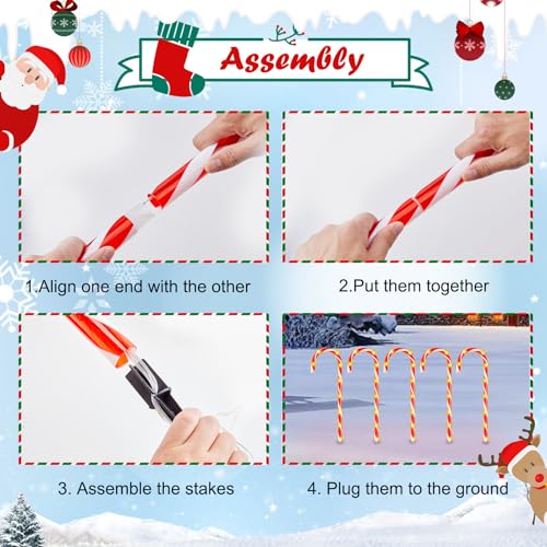 20 Packs Solar Candy Cane Lights Outdoor Pathway, 8 Modes LED Candy Cane Decorations K9656