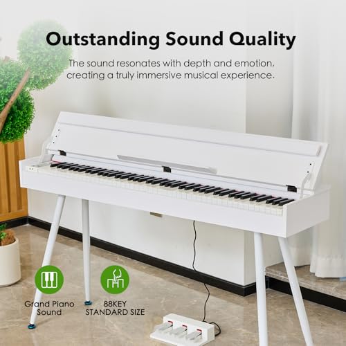 88 Key Weighted Hammer-Action Digital Piano with Sheet Music Stand, Pedal, Power Adapter N6233