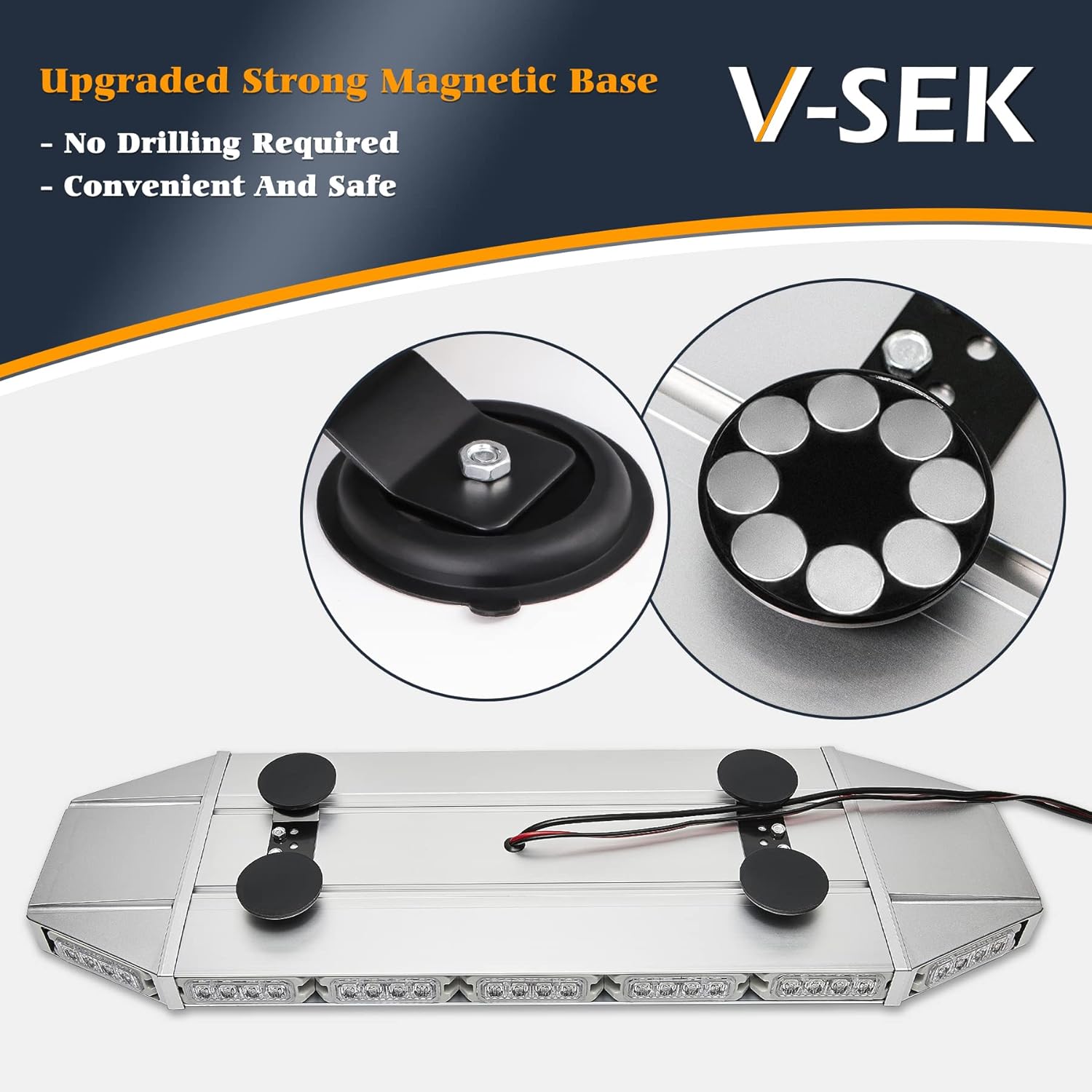 LED Rooftop Emergency Warning Strobe Light Bar Amber White W426